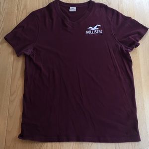 Hollister Maroon V Neck Tee